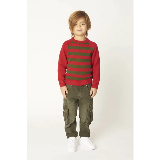 Pantalone con tasconi Verde Militare per bambino da 3anni a 7anni Y-Clù BYB10402 - OOPS by BabyBimbo 0-16