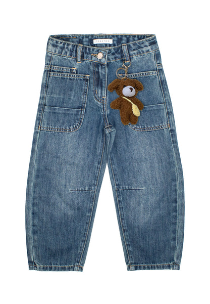 Jeans Bambina TOBETOO con Toppe e Ricami – Denim con Pupazzetto Charm