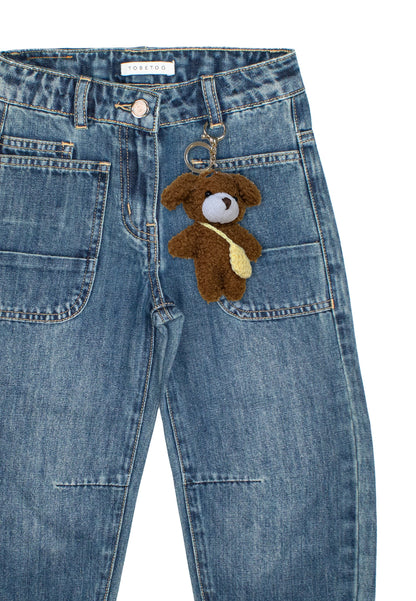Jeans Bambina TOBETOO con Toppe e Ricami – Denim con Pupazzetto Charm