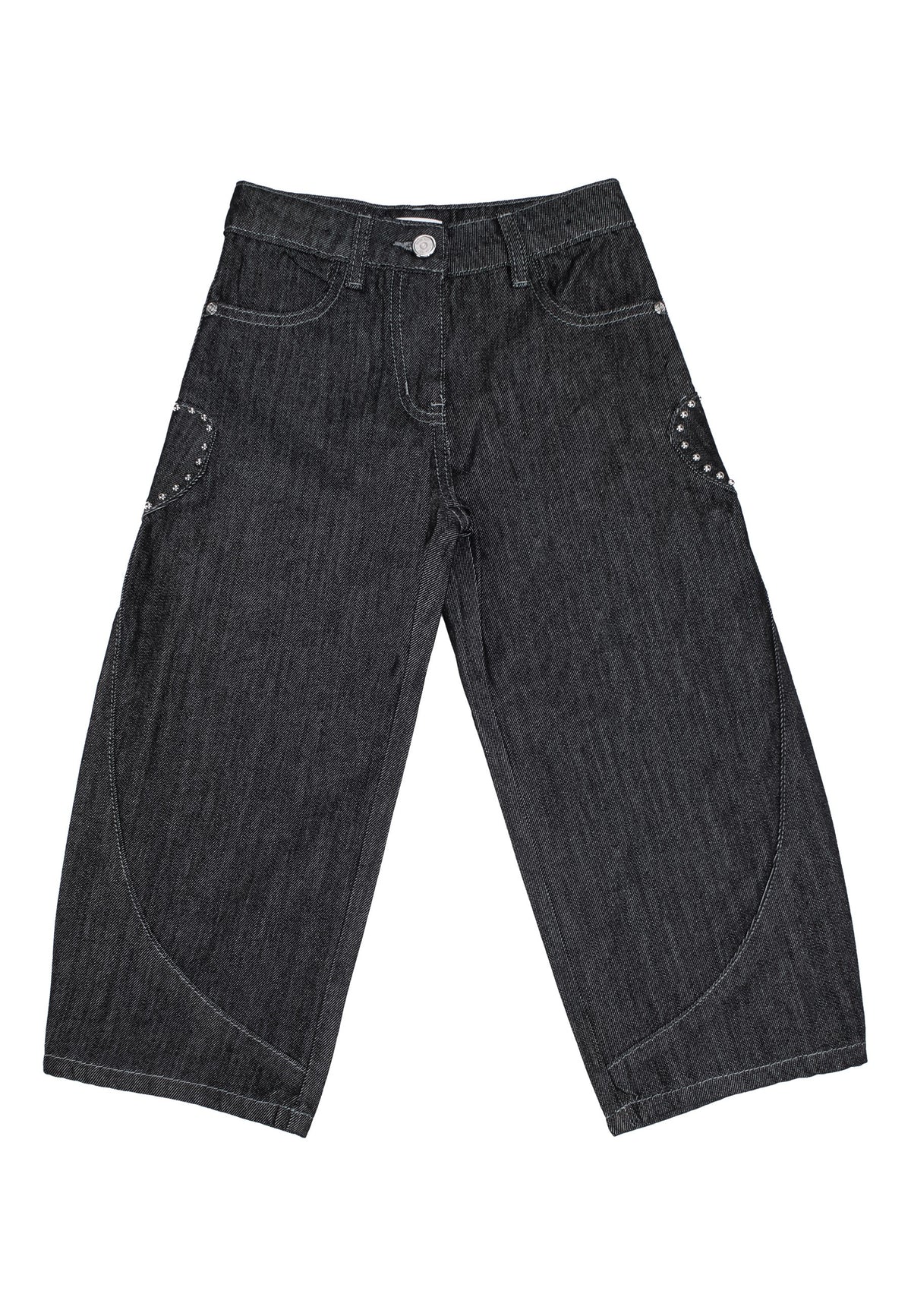 Jeans Bambina TOBETOO Barrel Lavaggio Scuro con Applicazioni Laterali – Streetwear