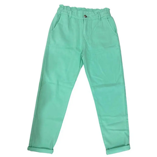 Pantalone large fit, vita alta colore Verde in cotone per Bimba Y-Clù - OOPS by BabyBimbo 0-16