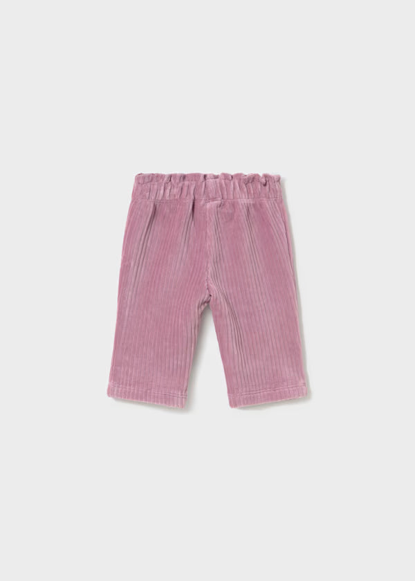 Completo 3 Pezzi Neonata con Cardigan Multicolore e Pantaloni in Velluto Viola