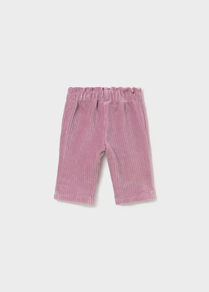 Completo 3 Pezzi Neonata con Cardigan Multicolore e Pantaloni in Velluto Viola