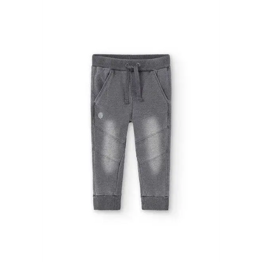 Pantalone morbide effetto jeans slavati con pulsino per bambino 18mesi-8nni Boboli 390013 grey - OOPS by BabyBimbo 0-16