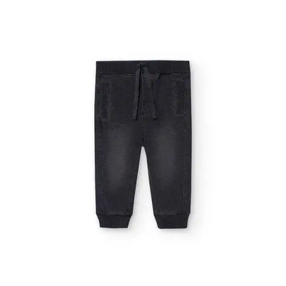Pantalone morbidi effetto denim Black per Bambino di Boboli con coulisse e polsini elastici