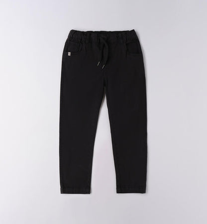 Pantalone ragazzo nero Sarabanda con vita elasticizzata e tasche laterali