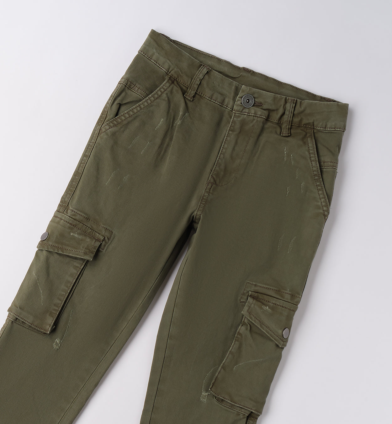 Pantalone ragazzo Sarabanda in verde oliva con tasche laterali e vestibilità comoda