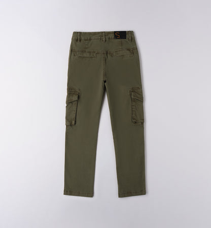 Pantalone ragazzo Sarabanda in verde militare con tasche laterali per un look casual e pratico