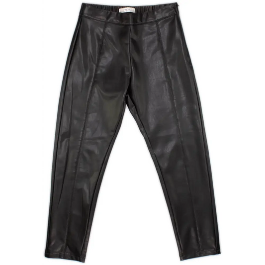 Pantalone Slim ecopelle per ragazza color nero da 8 a 16 anni Y-Clù Y20191 - OOPS by BabyBimbo 0-16