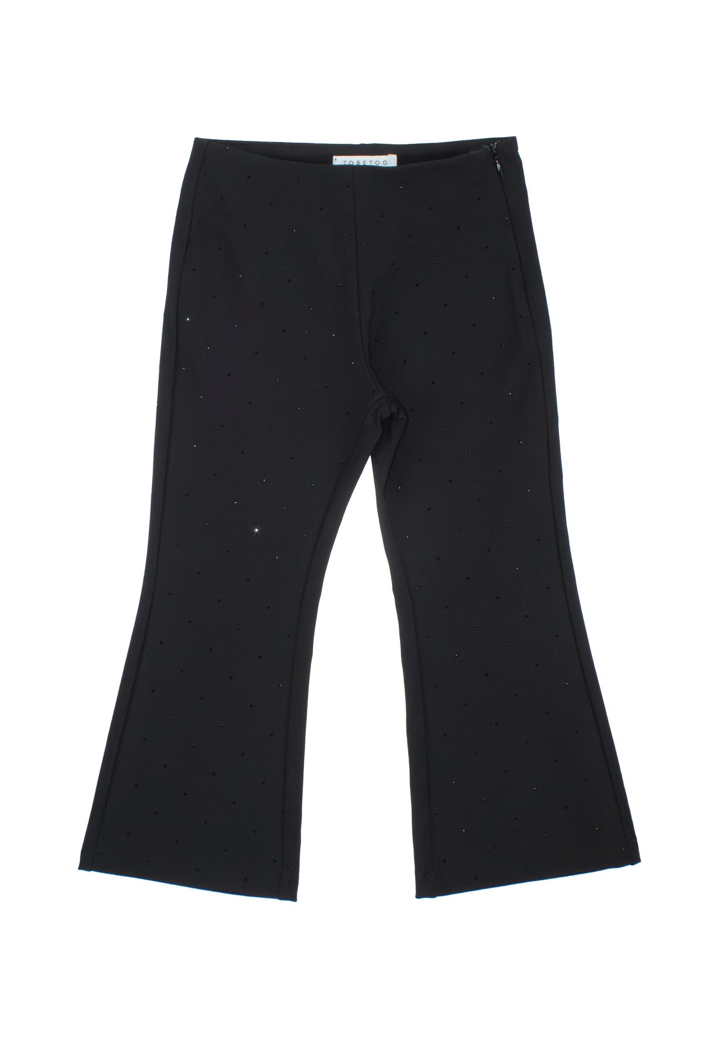 Pantaloni bambina neri eleganti con dettagli a pois e vestibilità comoda per occasioni speciali