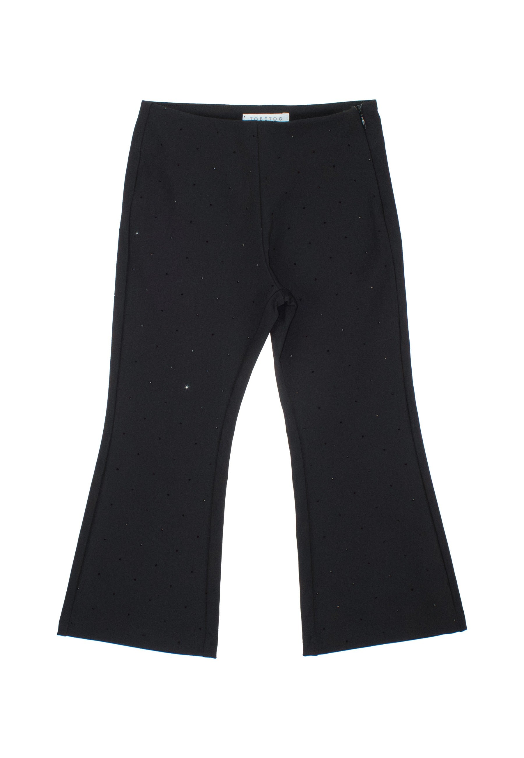 Pantaloni bambina neri eleganti con dettagli a pois e vestibilità comoda per occasioni speciali