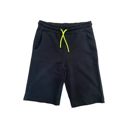 Pantaloni corti per Ragazzo Bikkembergs in tessuto nero con coulisse gialla e tasche laterali