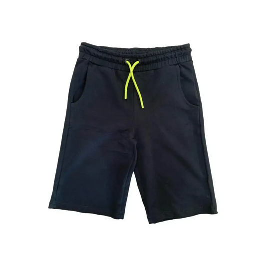 Pantaloni corti per Ragazzo Bikkembergs in tessuto nero con coulisse gialla e tasche laterali