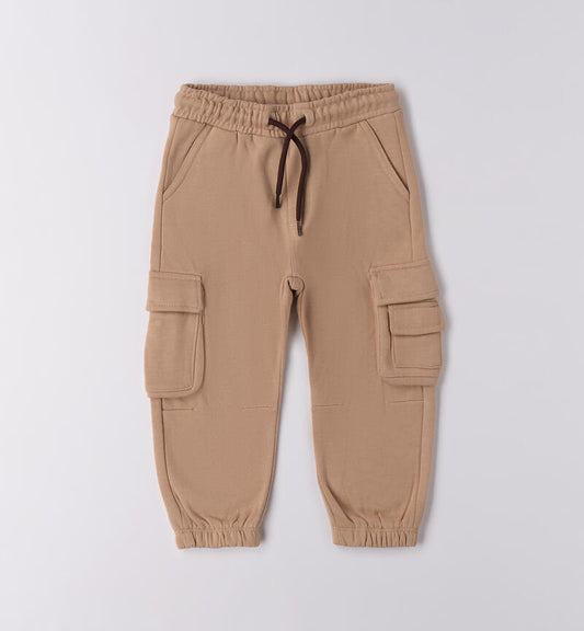 Pantalone Cargo Bambino Sarabanda in Felpa Invernale Beige 1