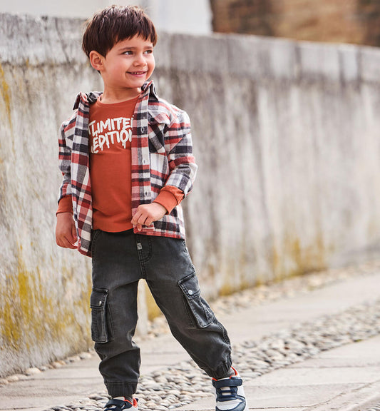 Sarabanda pantaloni jeans bambino cargo elasticizzati