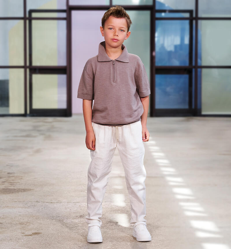 Pantalone Carrot Fit Ragazzo in Lino e Cotone Elastico in Vita - Sarabanda - OOPS by BabyBimbo 0-16