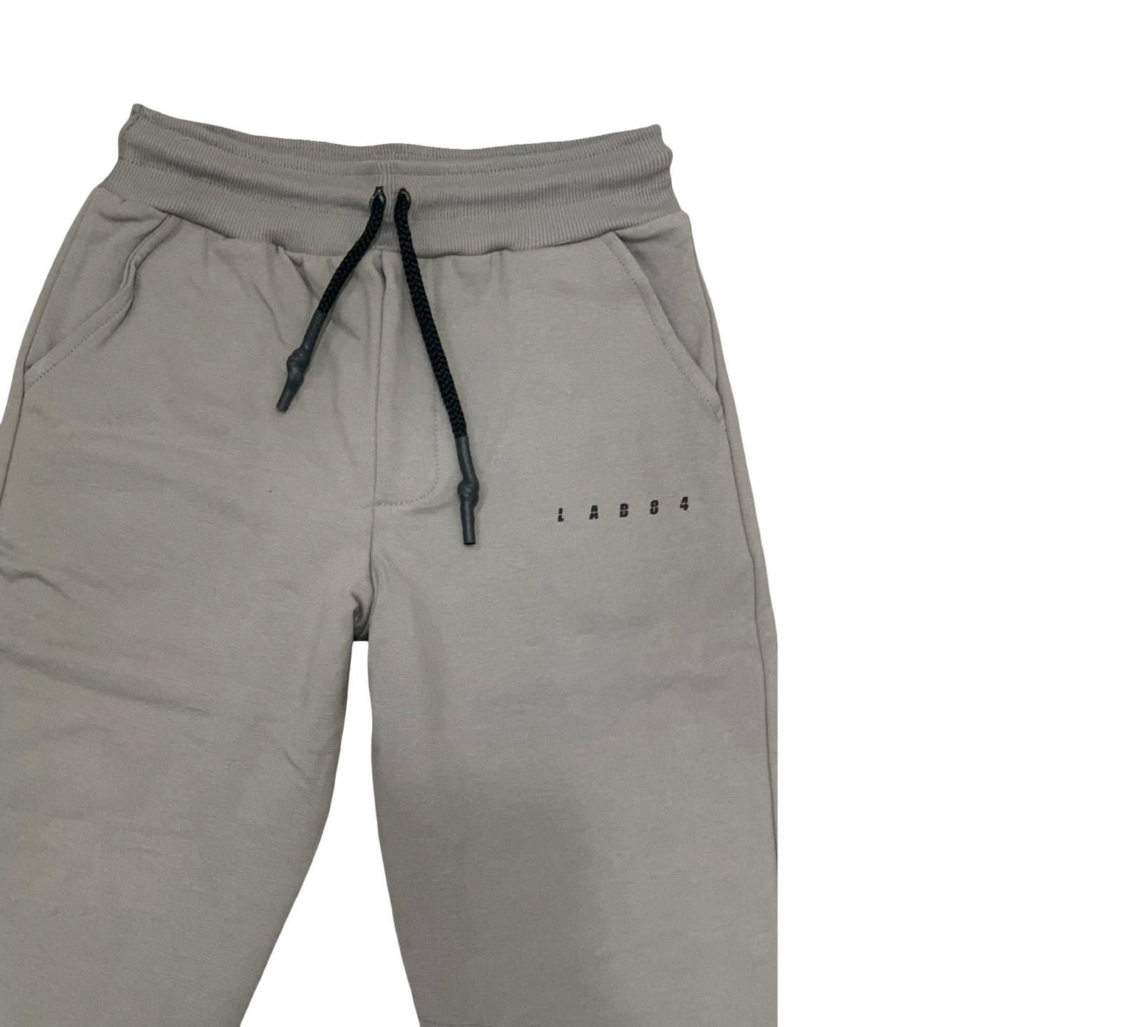 Pantaloni felpa grigi bambino Lab84 con tasche e coulisse elastica