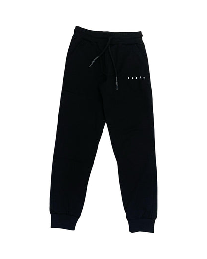 Pantaloni felpa neri bambino Lab84 con vita elasticizzata e tasche laterali