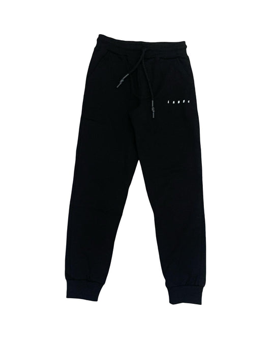 Pantaloni felpa neri bambino Lab84 con vita elasticizzata e tasche laterali