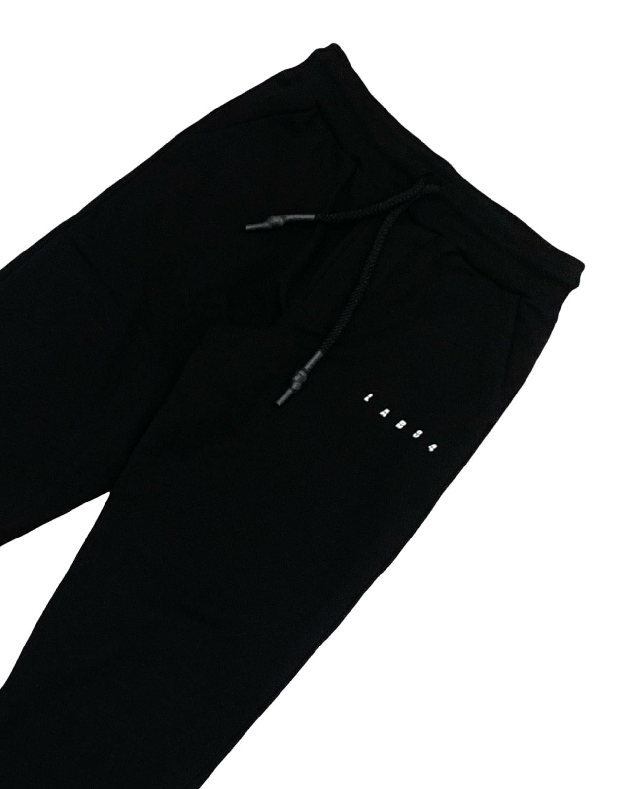 Pantaloni felpa neri bambino Lab84 con tasche e cintura regolabile per comfort