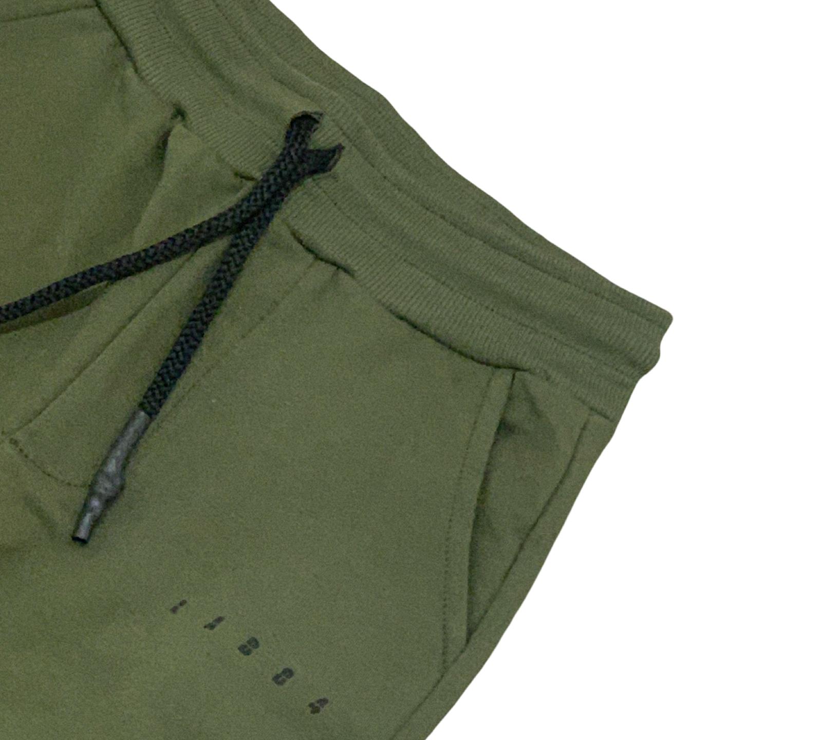 Pantaloni felpa verde militare bambino Lab84 con tasche e coulisse regolabile