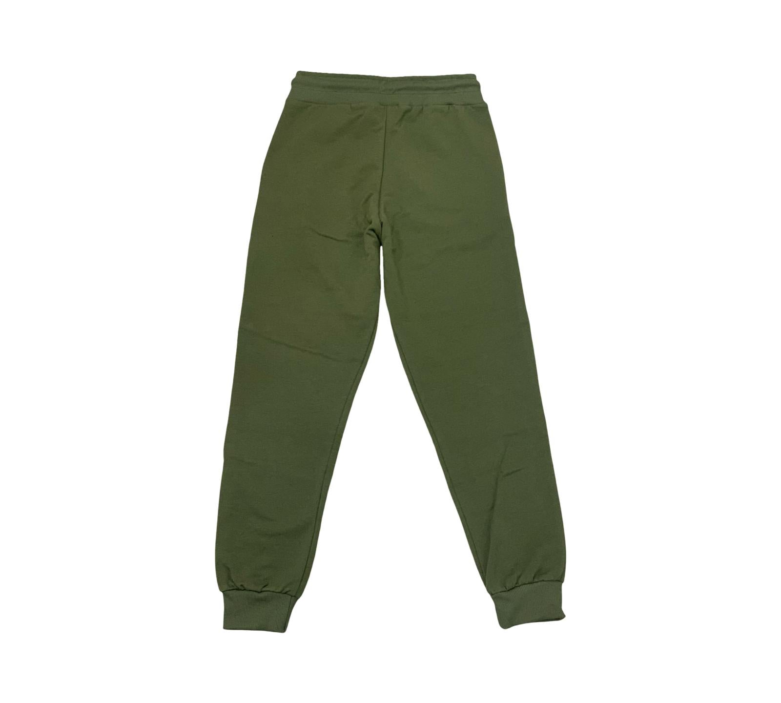 Pantaloni felpa verde militare bambino Lab84 con vita elasticizzata per comfort e stile