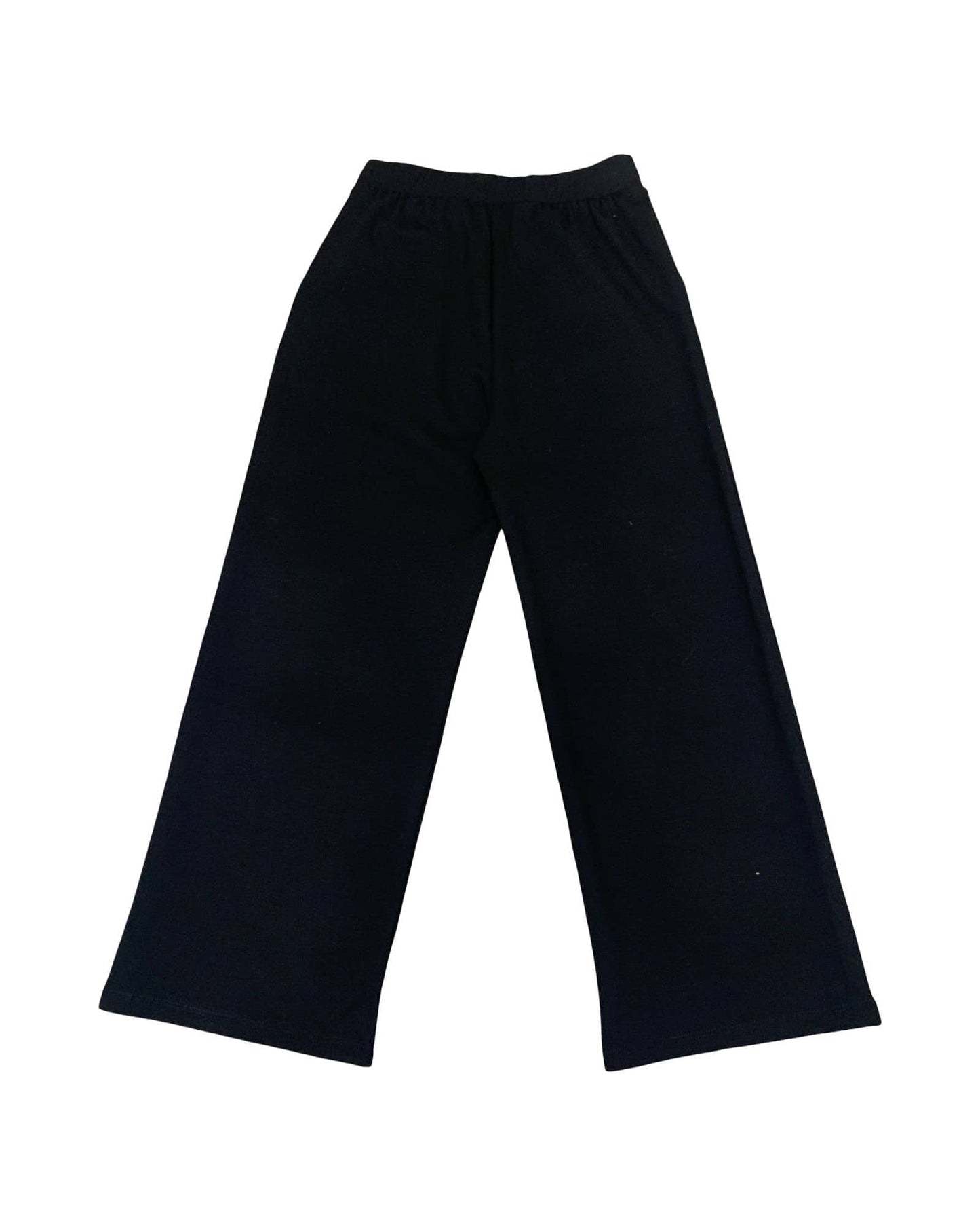 Pantaloni neri larghi ragazza con vita elastica per comfort e stile casual