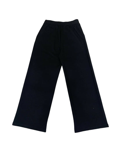 Pantaloni neri larghi ragazza con vita elastica per comfort e stile casual