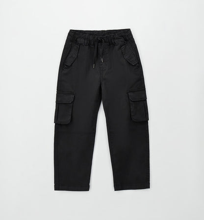 Pantalone Wide Fit  Nero con Tasconi in Cotone Stretch - Sarabanda - OOPS by BabyBimbo 0-16