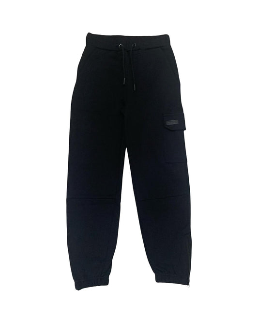 Pantaloni tuta cargo ragazzo Bikkembergs in nero con tasche laterali e design comodo