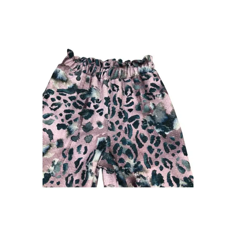 pantalone maculato bambina Paris Hilton in tessuto morbido rosa con elastico in vita comodo per gioco e tempo libero