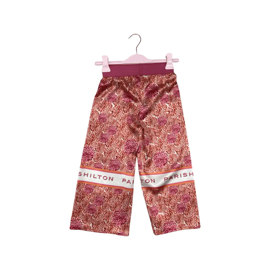pantaloni palazzo ragazza 8-16 anni Paris Hilton fantasia floreale rosa con fascia logo elastico in vita comoda