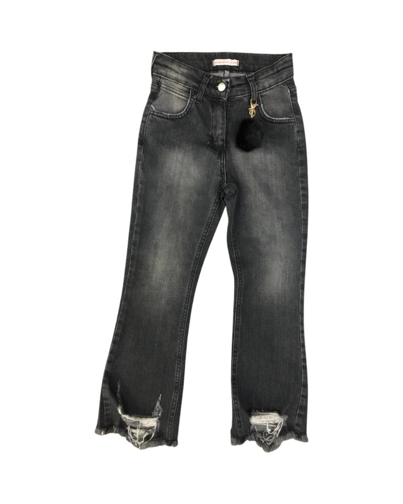 jeans , Jeans neri strappati con ponpon  per Ragazza da 8anni a 16anni Paris Hilton PHJDT4317 - BabyBimbo 0-16, abbigliamento bambini