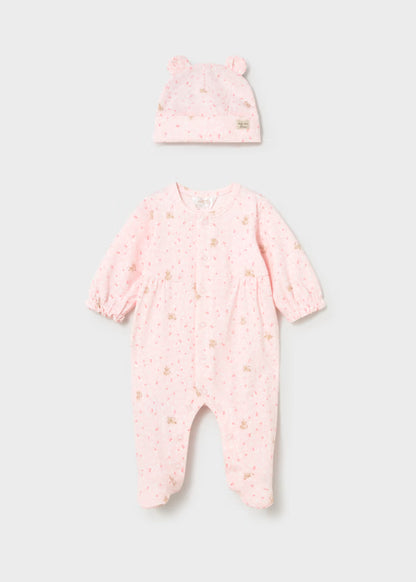 Tutina Lunga Neonata Rosa con Cappellino in Cotone - Mayoral
