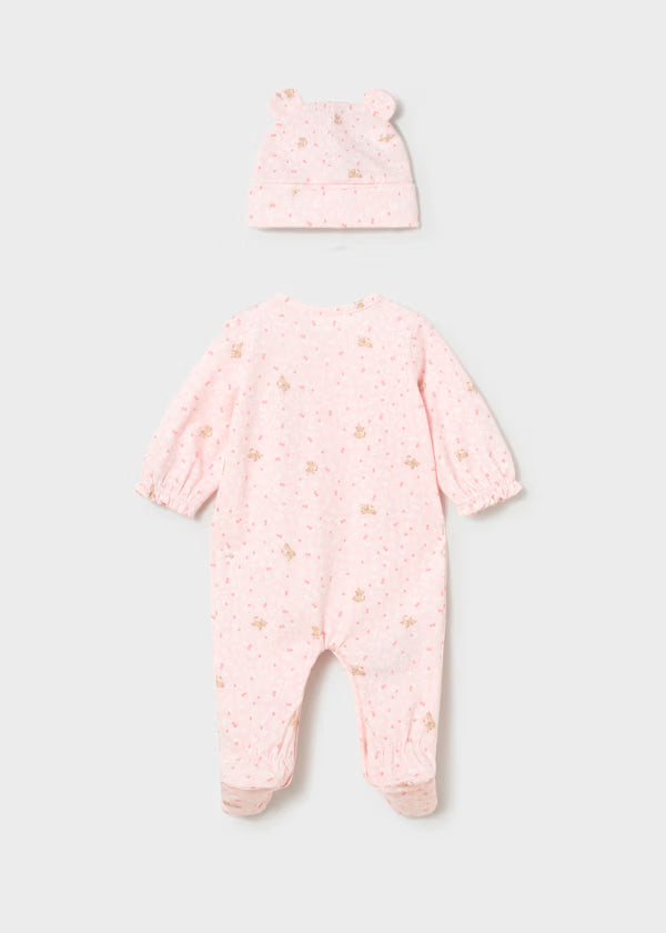 Tutina Lunga Neonata Rosa con Cappellino in Cotone - Mayoral