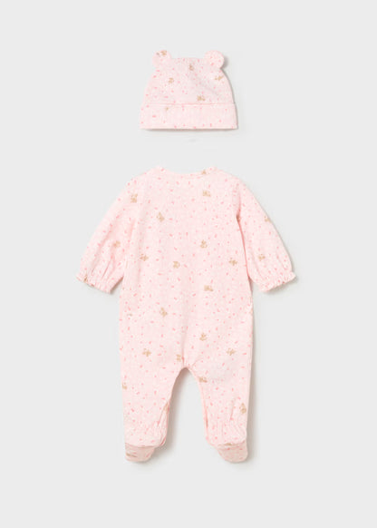 Tutina Lunga Neonata Rosa con Cappellino in Cotone - Mayoral