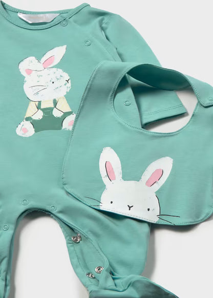 Completo Neonato 2 Pezzi Tutina e Bavaglino Colore Glass - Mayoral