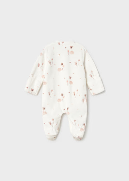 Tutina Neonato Unisex Bianca e Beige con Maniche Antigraffio