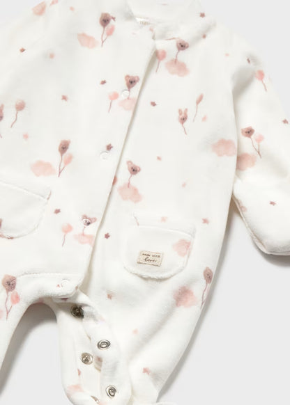 Tutina Neonato Unisex Bianca e Beige con Maniche Antigraffio