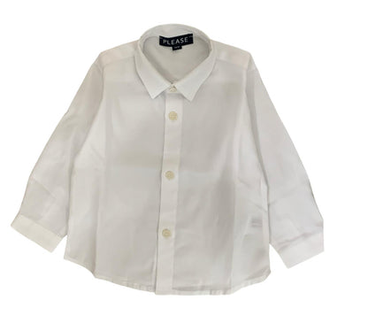 Camicia bianca a maniche lunghe del brand Please per completo elegante bambino 3 pezzi