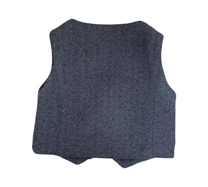 Completo elegante bambino 3 pezzi con gilet grigio a motivo a zigzag sul retro