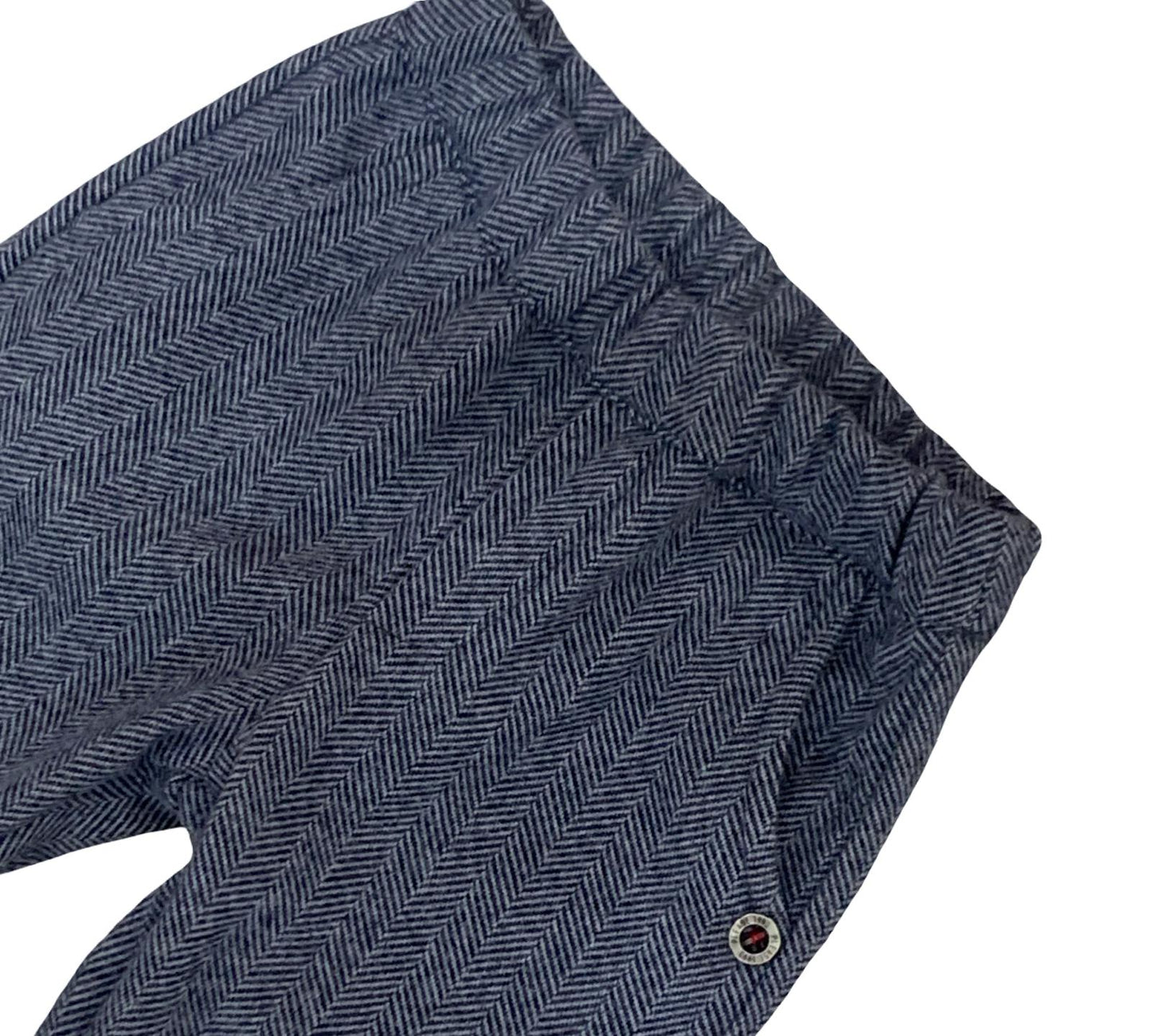 Completo elegante bambino 3 pezzi con pantaloni a zigzag blu e vita elastica per comfort
