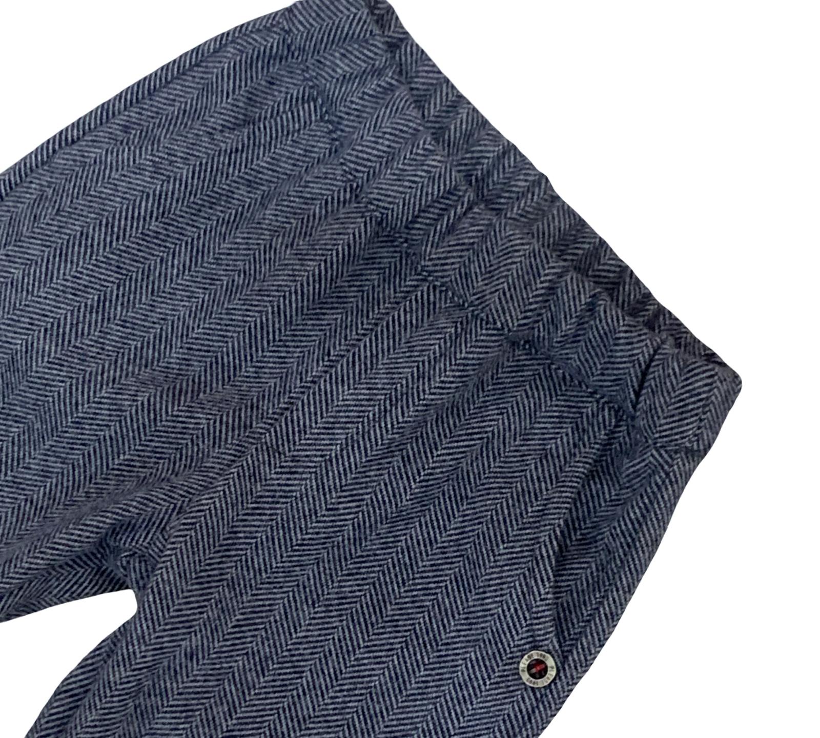 Completo elegante bambino 3 pezzi con pantaloni a zigzag blu e vita elastica per comfort