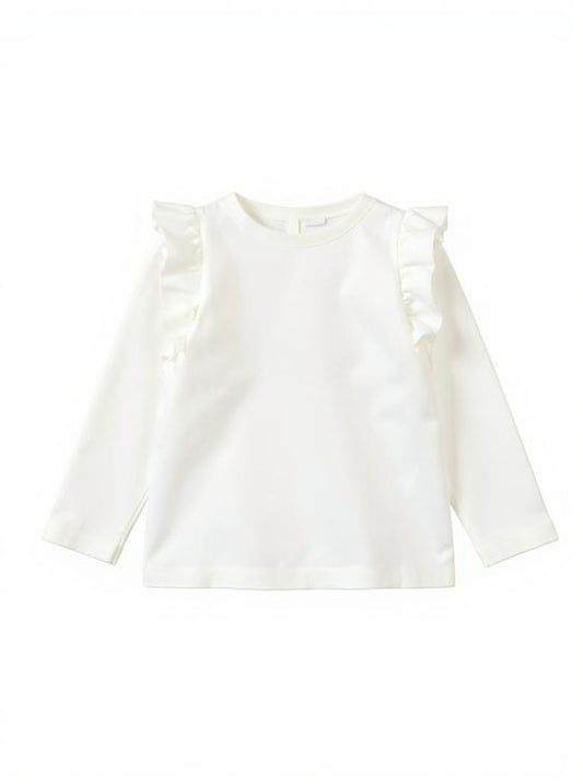 Maglietta bambina manica lunga bianca con volant sui lati per un look elegante