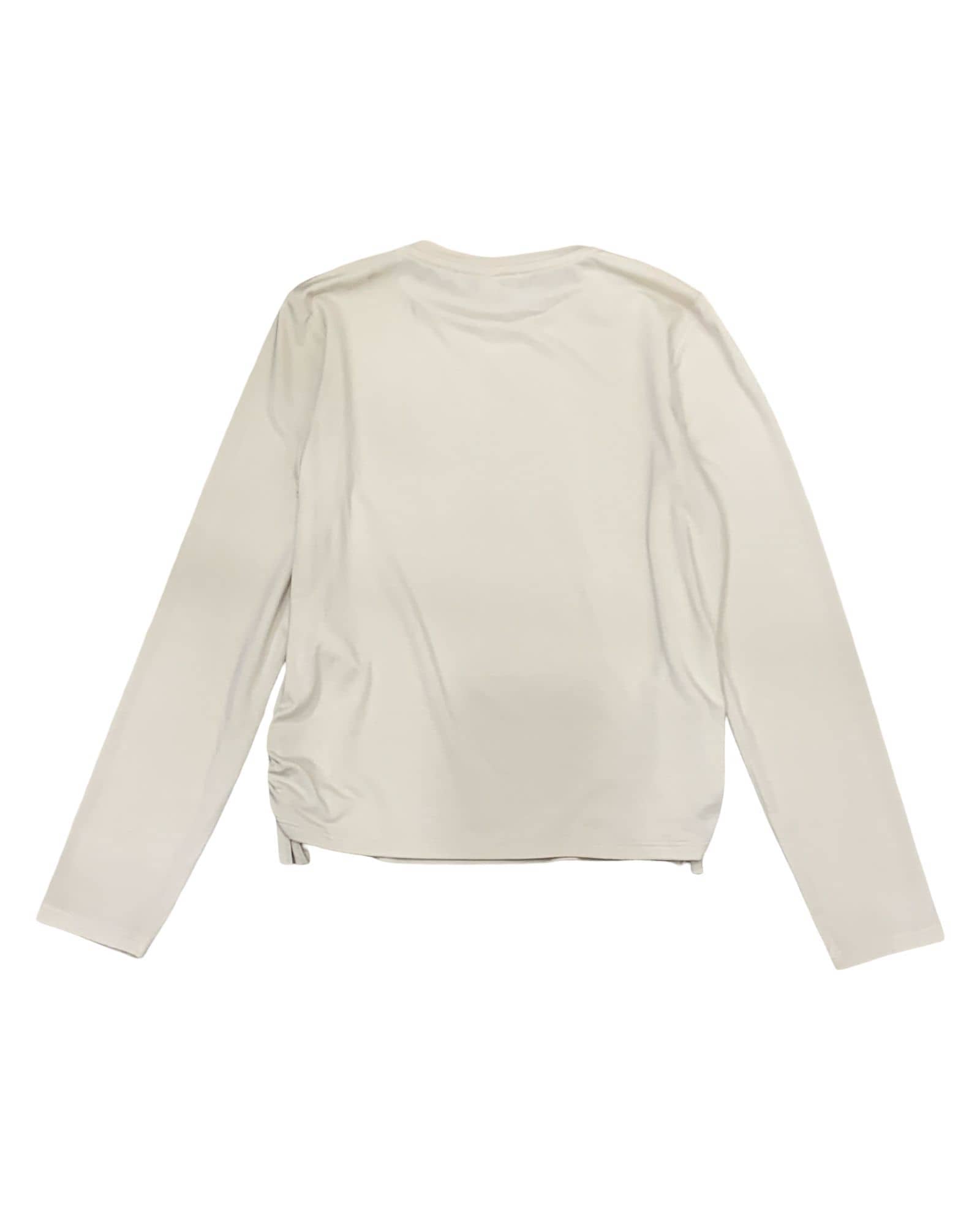 Maglietta ragazza Please ecru con maniche lunghe e design semplice sul retro