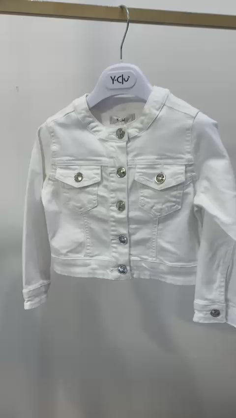 Giubbino Denim Bianco per bambina da 3anni a 8anni Y-Clù 340CYFBS25