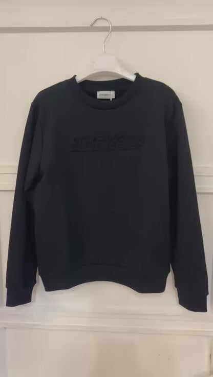 Felpa nera girocollo Bikkembergs ragazzo – logo in rilievo tono su tono, stile e comfort