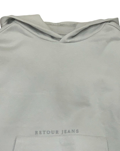 Felpa cappuccio ragazzo ghiaccio di Retour con logo ricamato sul petto in tonalità chiara