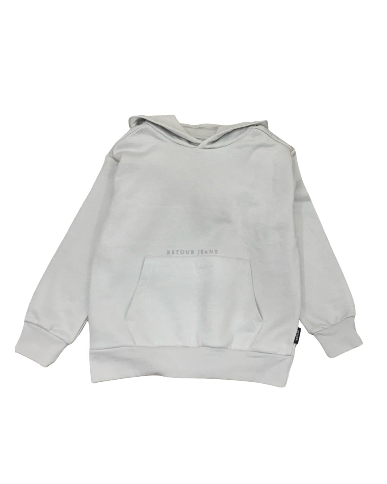 Felpa cappuccio ragazzo ghiaccio di Retour con tasca frontale e design semplice