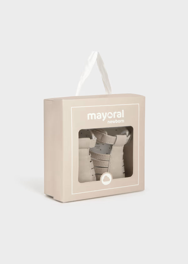 Sandalo Ragnetto Neonato Beige con Fodera in Cotone Pois - Mayoral - OOPS by BabyBimbo 0-16